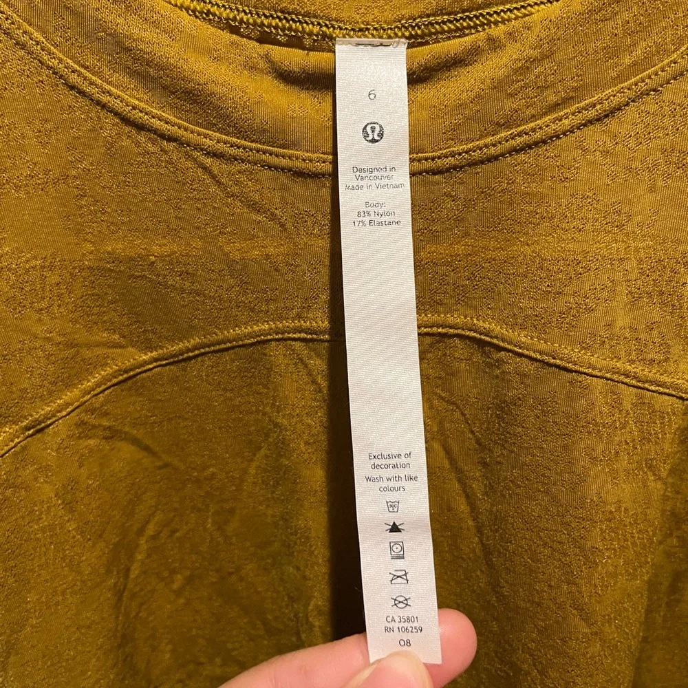 (NWOT) Lululemon Mustard Shirt - Picture 2 of 5